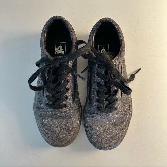 Vans Black Rainbow Sparkle Old Skool Off the Wall Girls Sneakers Size 2 - Picture 3 of 8